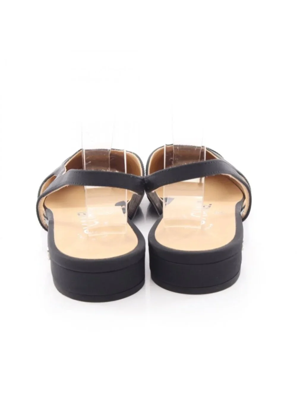 Chanel Pumps Beige Black Sling Back Heel